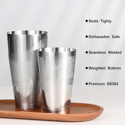 Etens Bulk Commercial Cocktail Shakers 6pc Set, Professional Boston Shakers, Weighted Cocktail Shaker Tins for Bartending - Stainless Steel Bar Shaker Set for Restaurants & Bars - Silver