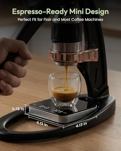 Maestri House S2 Espresso Coffee Scale with Timer, USB-C Rechargeable 2kg/0.1g Precision Shot Scale, Digital Scale for Espresso Brewing(Black & Silver)