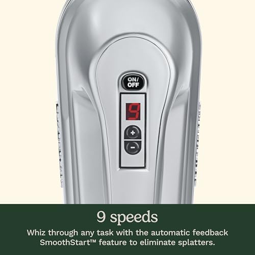 Cuisinart Power Advantage Plus 9-Speed Hand Mixer, 220W Motor, Electric Mixer with Dishwasher-Safe Beaters, Storage Case, HM-90BCS, Brushed Chrome