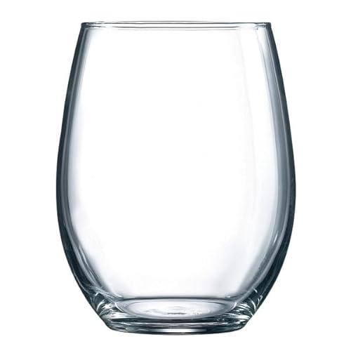 Necessia Set of 6 Stemless Wine Glasses (9oz) – Lead-Free Clear Tumblers – Narrow Rim & Slender Bowl for Enhanced Aromas – Chip-Resistant Rim – Dishwasher Safe – Made in USA