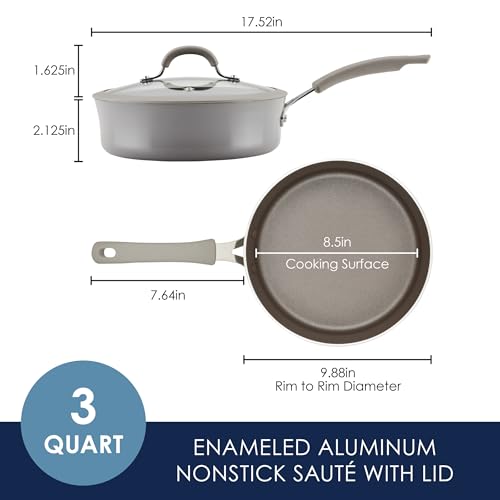 Rachael Ray Cook + Create Nonstick Sauté Pan with Lid, 3 Quart, Gray