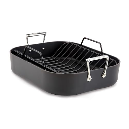 All-Clad HA1 Hard Anodized Nonstick Roaster and Nonstick Rack 13x16 Inch Oven Broiler Safe 500F Roaster Pan, Pots and Pans