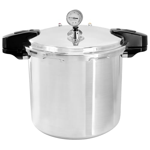 MegaChef 24 Quart Large Capacity Aluminum Stovetop Pressure Cooker for Induction and Gas Stove-Tops