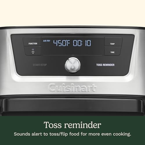 Cuisinart Air Fryer, 9-Quart Basket Stainless Steel Fryer Oven with 6 Presets to Roast, Bake, Broil, Air Fry, Dehydrate and Keep Warm, Dishwasher-Safe Parts, Quick & Easy Meals, AIRX-221, Black
