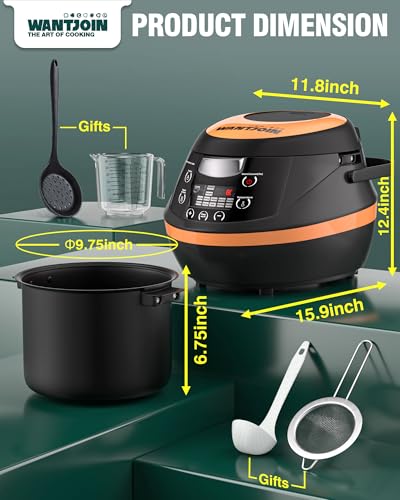 WantJoin Boba Maker - Commercial 8L Bubble Cooker Automatic Cooking Pot Tapioca Maker Warmer Machine for Bubble Tea Milk Tea Restaurant Dessert Stores, 1350W