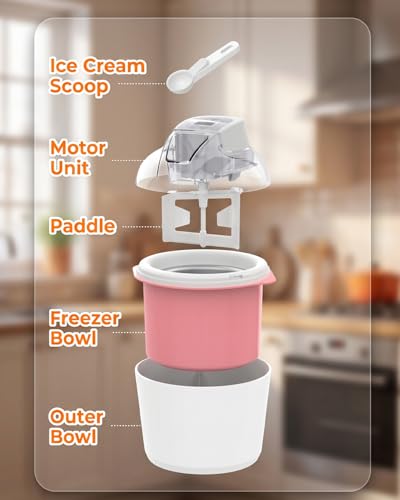 Coepuske Ice Cream Maker, 1.6 Quarts Ice Cream, Gelato, Sorbet, Milkshakes, Frozen Yogurt Machine for Home, Ice Cream Double Insulated Machine with LCD Screen and Timer, Easy to Clean and Quick