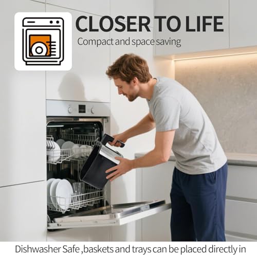 TomaChef Air Fryer 5.3QT with Visible Window, 10-in-1 Oil-Free Digital Cooker, Dishwasher Safe Basket, Healthy Cooking, Digital Control for Family (Black)