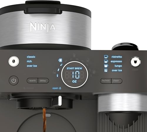 Ninja (Refurbished) CFN602 Espresso & Coffee Barista System with Ristretto Function, Single-Serve Coffee, Compatible with Nespresso Capsule, 12-Cup Carafe, Built-in Frother (Renewed)