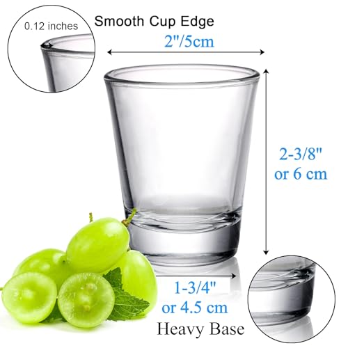 Tebery 30 Pcs 60ml Shot Glasses, 2oz Heavy Base Shot Glasses Sets, Round Glassware Shot Glass, Clear Glass for Vodka, Whiskey, Tequila, Espresso, Liquor