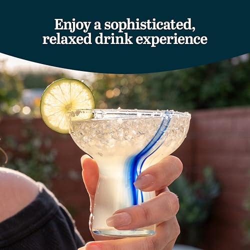 Libbey Blue Ribbon Stemless, Margarita Glasses, Artisan-Inspired, Elegant Margarita Glass Set of 6, Lightweight Mexican Glassware for Parties and More
