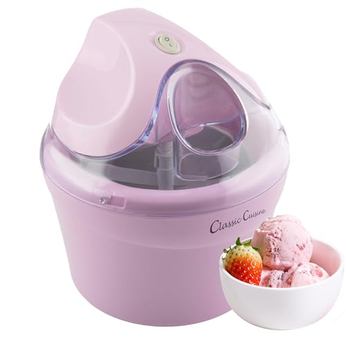 Ice Cream Maker - 1QT Ice Cream Machine for Sorbet, Gelato, Frozen Yogurt and More - Kitchen Appliances and Gadgets by Classic Cuisine (Pink)