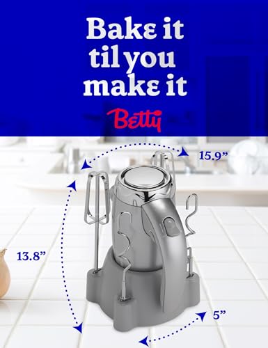 Betty Crocker 7-Speed Power-Up™ Hand Mixer with Stand, BC-4208S, Silver