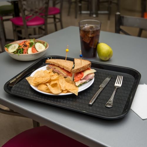 Carlisle FoodService Products Café Cafeteria Tray, Fast Food Tray for Restaurant or Commercial Use, Polypropylene, 356 x 457 Mm, 1 Count, Black