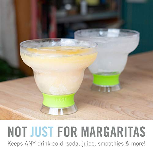 Host FREEZE Stemless Margarita Glasses, Insulated Plastic Cocktail Glasses for Frozen Drinks, Double Wall Chiller Cups for Beach, Outdoor Party, Home Bar, Margarita Gifts, 12 oz, Set of 2, Green