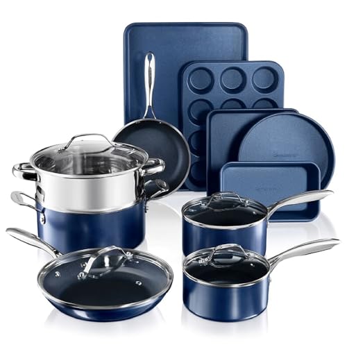 Granitestone 15 Pc Kitchen Pots and Pans Set Non Stick, Kitchen Cookware Sets, Pot and Pan Set, Nonstick Cookware
