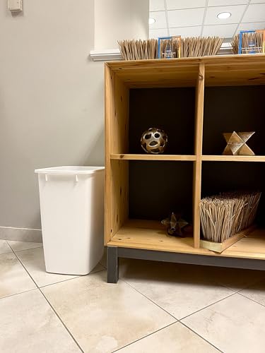 Rubbermaid Small Kitchen Bathroom Trash Can, 9 Gallons, White, Waste Basket for Under Counter/Kitchen/Office/Bedroom/Bathroom
