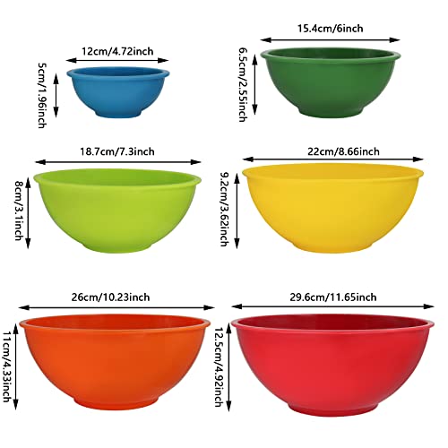ATRDTO Classic Mixing Bowl Set, Microwave and Dishwasher Safe,Ideal for Baking, Prepping, Cooking and Serving Food (Set of 6) (Red)