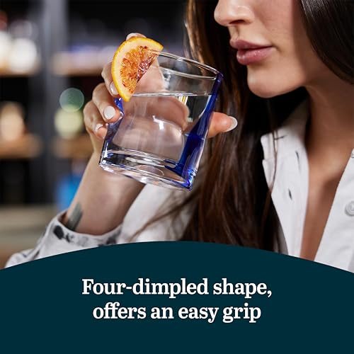Libbey Blue Ribbon Rock Glasses Set, Artisan-Inspired Four-Dimple Shaped Glass Cups, Dishwasher Safe Whiskey Glasses Set of 8 for Dinners, Parties