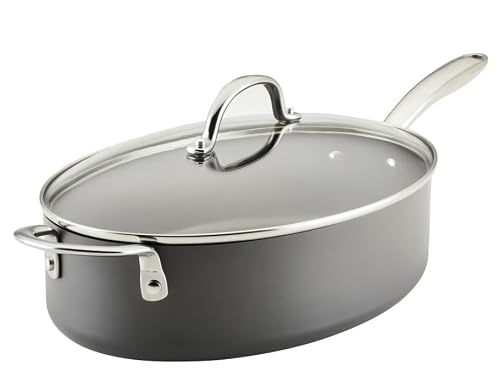 Rachael Ray 5-Quart Professional Hard Anodized Nonstick Oval Sauté Pan with Lid