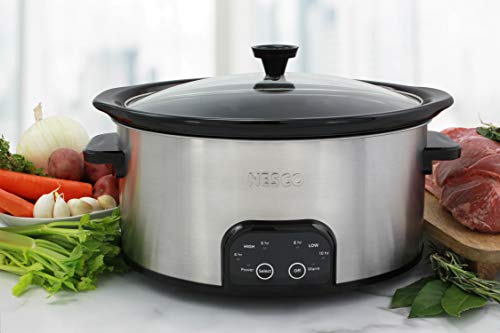 NESCO DSC-6-25, Digital Slow Cooker, 6 Quart, Silver