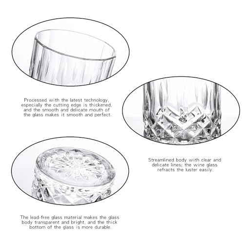 GLASKEY Whiskey Glasses Set of 4,Rock Glasses,11 oz Lead-Free Crystal Bourbon Glass,Old Fashioned Glass for Bourbon,Cognac,Irish Whisky,Personalised Whisky Glass Gift Set for Men,Dad,Brother