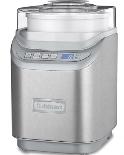 Cuisinart Ice Cream Maker Machine, 2-Quart Stainless Steel Frozen Yogurt, Gelato, Sorbet, Ready in 20 Minutes, LCD Screen and Timer, ICE-70WB