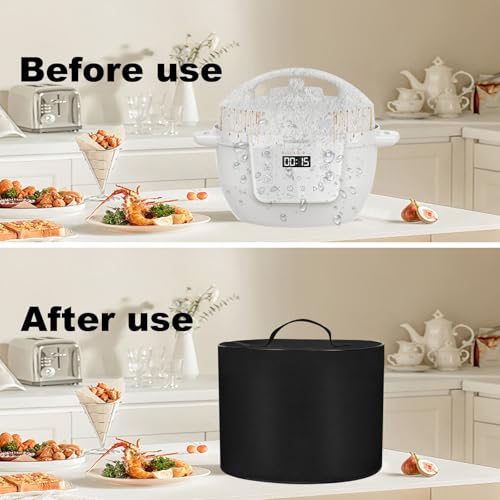 Cooker Dust Cover Heavy Duty Nylon Waterproof Cooker Cover Case for RIO Mini 7-in-1 Multi-Cooker, Pressure Cooker, Slow cook, Sauté, Steam, Rice Maker,4QT (Black)