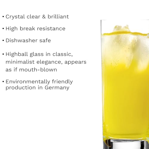 Stölzle Lausitz Crystal Highball Glasses Set of 6 (New York Bar). Dishwasher Safe High Ball Glasses (15.25fl oz). Shatter-Resistant Tall Drinking Glasses Set of 6 - Genuine Stölzle Glassware