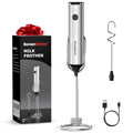 Bonsenkitchen Rechargeable Milk Frother with Stand, 3-Speed Handheld Coffee Frother, Dual Spring Whisk Electric Hand Frother Wand Drink Mixer for Lattes Cappuccino Protein, Kitchen Gifts