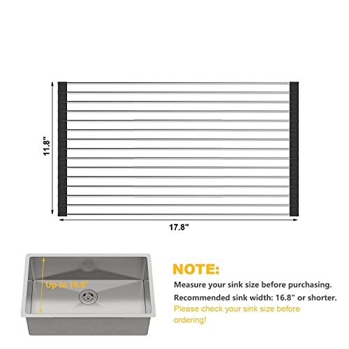 SunCleanse Roll Up Dish Drying Rack, Over The Sink Dish Drying Rack Kitchen Rolling Dish Drainer, Foldable Sink Rack Mat for Kitchen Sink Counter (17.8"x11.8")