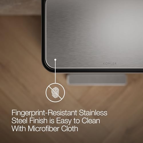 Kohler 20941-ST 8 Gallon Tall Hands-Free Kitchen Step Can, Trash Can with Foot Pedal, Quiet-Close Lid, Stainless Steel