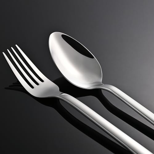 KINGSTONE 30 Pieces Silverware Set, Flatware Cutlery Set for 6, 18/10 Stainless Steel Silverware Utensils Minimalist Design Dishwasher Safe