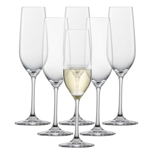 SCHOTT ZWIESEL Forté Champagne Flute (Set of 6), Champagne Glasses with Effervescence Point, Dishwasher-Safe Machine-Made Tritan Crystal Glasses, Made in Germany (8 Ounce)