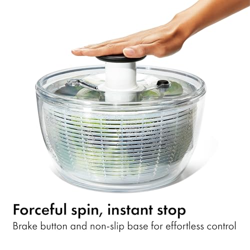 OXO Good Grips Salad Spinner | Lettuce Spinner | Fruit Washer | Fruit Washing Bowl with Strainer | Vegetable Cleaner | Salad Cleaner | Lettuce Washer | 6.22 Quart Capacity