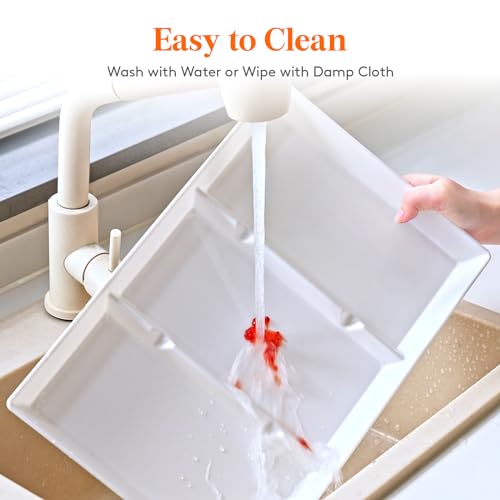 Lifewit Serving Tray Divided for Party Supplies, 4 PCS 15" x 10" Plastic Platters for Serving Food, White Reusable Tray for Veggie, Snack, Fruit, Cookies, Desserts in Kitchen/Pantry