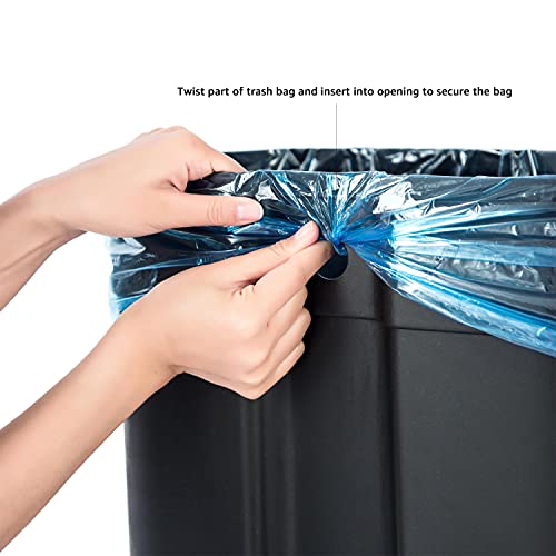 Amazon Basics Rectangular Metal Trash Can With Soft-Close Foot Pedal, Fingerprint Resistant, Removable Inner Bucket, 32 liter/8.5 gallon, Black, 14"L x 14"W x 25.3"H
