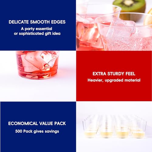JOLLY CHEF 500 Pack Plastic Shot Glasses 1 oz Disposable Cups 1 Ounce Tasting Cups Party Cups Perfect for Thankgiving Halloween Christmas Parties