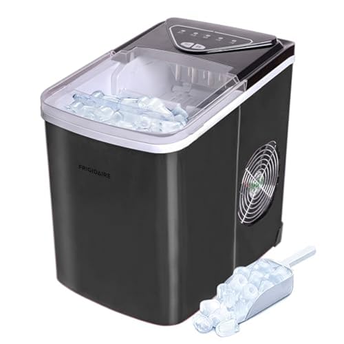 Frigidaire EFIC123-SSBLACK Compact Countertop Ice Maker, 26lbs of Ice per Day, Black Stainless