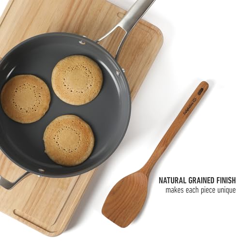 Calphalon Prime 7-Piece Silicone and Teak Wood Kitchen Tool Set, Stainless Steel Kitchen Utensil Set, Kitchen Spoon And Spatula Set, Heat Resistant Non-Slip Kitchen Gadgets Set - Navy Blue