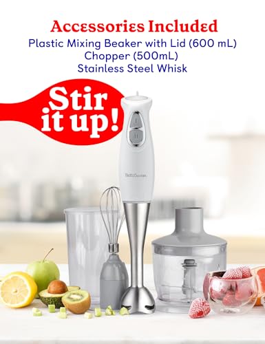 Betty Crocker 2-Speed Immersion Blender, 250 Watts, BC-4306W, White