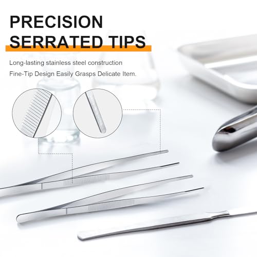 Yaomiao 4 Packs 12 Inch Bar Tweezers Silver Cocktail Tongs Long Garnish Tweezers Stainless Steel Bartender Kitchen Cooking Tongs for Cocktail Food Fruit Korean BBQ Bartender Chef, Multi-use