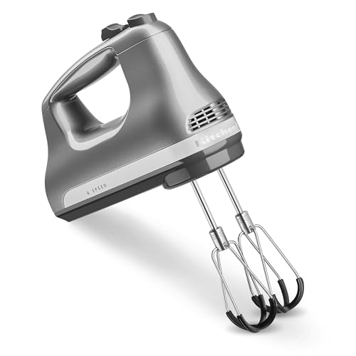 KitchenAid 6 Speed Hand Mixer w/Flex Edge Beaters, KHM6118, Contour Silver