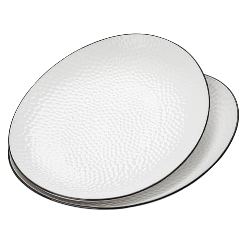 Roeveca 15" Large Serving Platter - Oval Large Serving Tray, Ceramic Serving Dish, White Platters for Serving Food, Appetizers, Entertaining, Party, Set of 2
