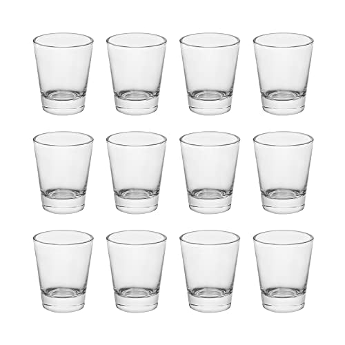 BTGLLAS Heavy Base Shot Glasses, 1.5 oz Sets of Clear Shot Glass (12 Pack), Measuring Cup for Espresso, Liquid, and Wine - Heavy Glass (Glass, 12Pack)
