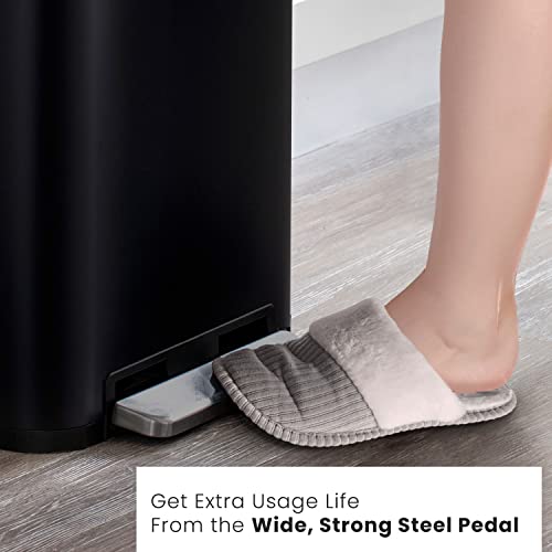 Home Zone Living 18.5 Gallon Large Capacity Kitchen Trash Can, Tall Stainless Steel Liner-Free Body, 70 Liter Capacity, Matte Black, Virtuoso Series