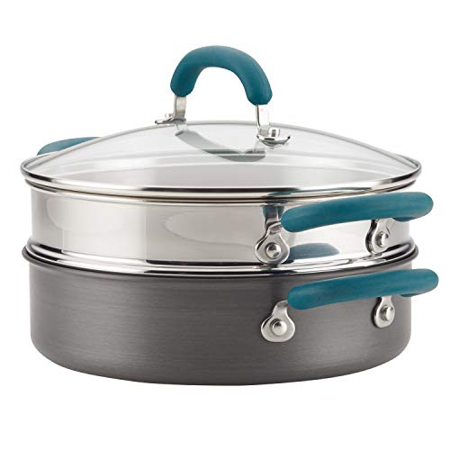 Rachael Ray Create Delicious Hard Anodized Aluminum Nonstick Steam Set, 3-Quart, Gray