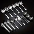 Serving Utensils Set for Partie, Stainless Steel Metal Serveware Flatware Large Serving Spoons, Slotted Spoons, Forks, Tongs, Soup and Skimmer Spoon, Cake Server for Buffet, Party, Catering