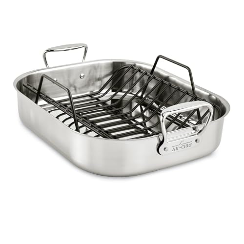 All-Clad Specialty Stainless Steel Roaster and Nonstick Rack 16x13x5 Inch Oven Broiler Safe 600F Roaster Pan, Pots and Pans