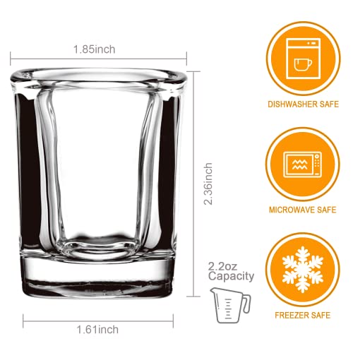 Encheng Shot Glasses Set with Heavy Base,2.2 oz Mini Square Whiskey Shot Glasses bulk, 40 pack Clear Espresso Shot Glass for Whiskey and Liqueurs,Ideal for Christmas,Halloween and Thanksgiving