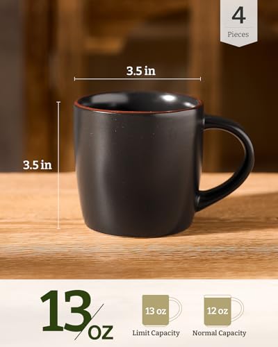 famiware Mercury Coffee Mugs 13 oz, Coffee Mugs Set of 4 with Handle, Cups for Latte, Hot Tea, Cappuccino, Mocha, Cocoa, Multi-color